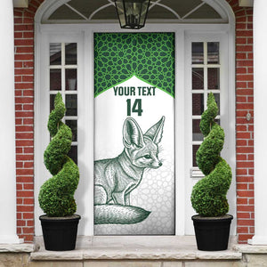 Custom Algeria Football Door Cover 2026 Go Greens Fennec With Islamic Pattern - African Pride