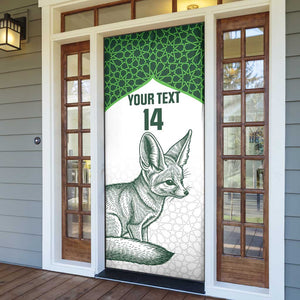 Custom Algeria Football Door Cover 2026 Go Greens Fennec With Islamic Pattern - African Pride