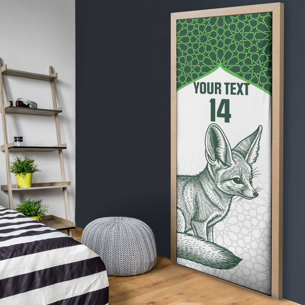 Custom Algeria Football Door Cover 2026 Go Greens Fennec With Islamic Pattern - African Pride