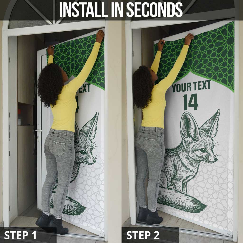 Custom Algeria Football Door Cover 2026 Go Greens Fennec With Islamic Pattern - African Pride