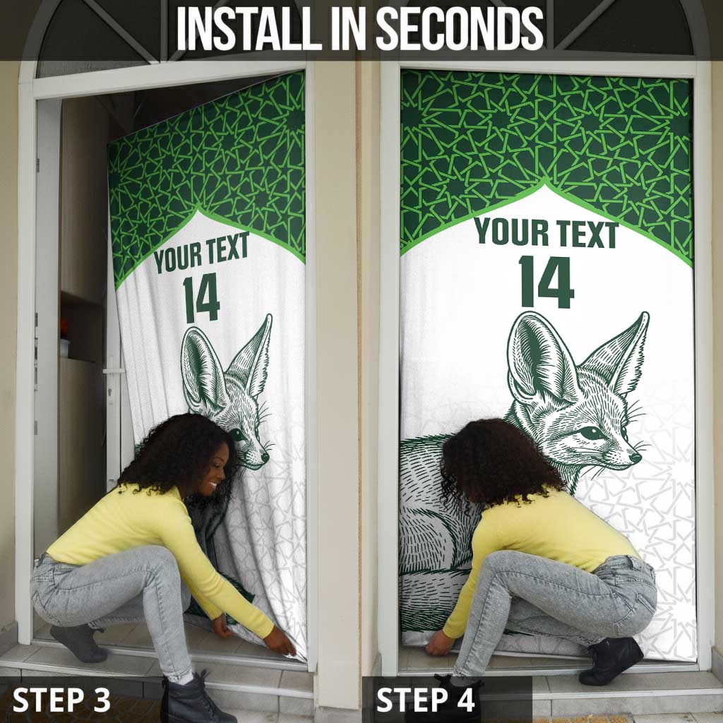 Custom Algeria Football Door Cover 2026 Go Greens Fennec With Islamic Pattern - African Pride
