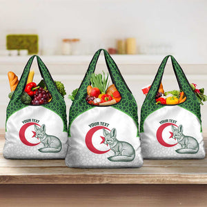 Custom Algeria Football Grocery Bag 2026 Go Greens Fennec With Islamic Pattern - African Pride