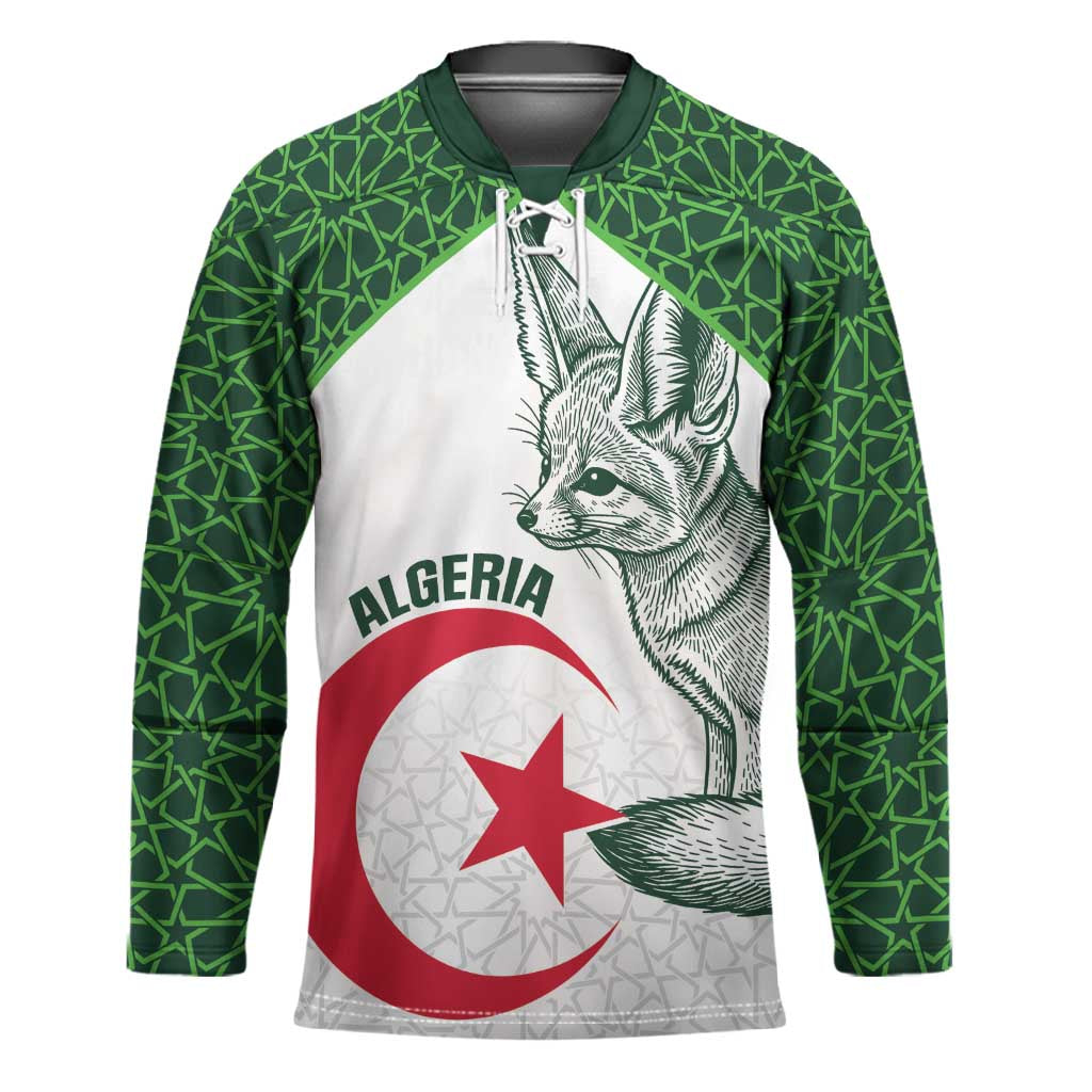 Custom Algeria Football Hockey Jersey 2026 Go Greens Fennec With Islamic Pattern - African Pride