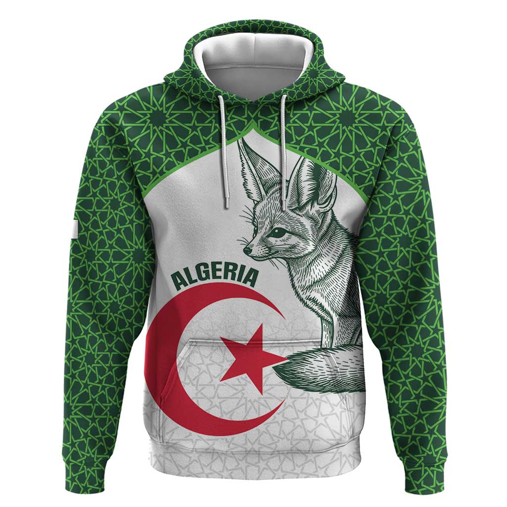 Custom Algeria Football Hoodie 2026 Go Greens Fennec With Islamic Pattern - African Pride