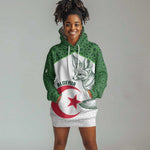 Custom Algeria Football Hoodie Dress 2026 Go Greens Fennec With Islamic Pattern - African Pride