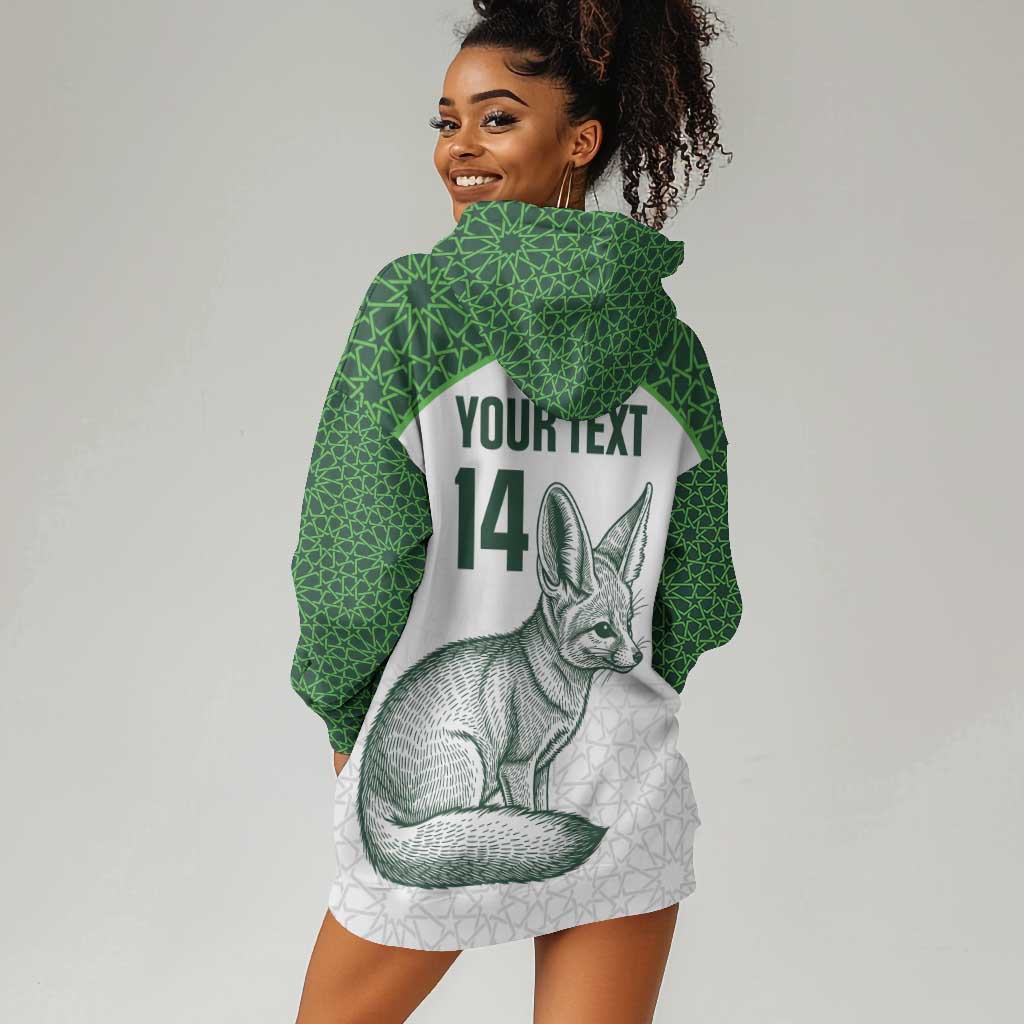 Custom Algeria Football Hoodie Dress 2026 Go Greens Fennec With Islamic Pattern - African Pride