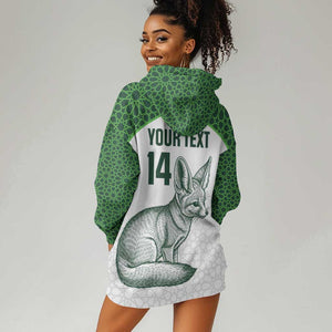 Custom Algeria Football Hoodie Dress 2026 Go Greens Fennec With Islamic Pattern - African Pride