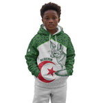 Custom Algeria Football Kid Hoodie 2026 Go Greens Fennec With Islamic Pattern - African Pride