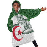 Custom Algeria Football Kid Wearable Blanket Hoodie 2026 Go Greens Fennec With Islamic Pattern - African Pride