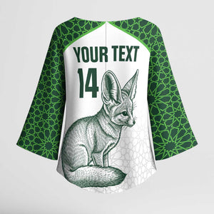 Custom Algeria Football Kimono Sleeve Blouse 2026 Go Greens Fennec With Islamic Pattern - African Pride