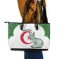 Custom Algeria Football Leather Tote Bag 2026 Go Greens Fennec With Islamic Pattern - African Pride