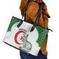Custom Algeria Football Leather Tote Bag 2026 Go Greens Fennec With Islamic Pattern - African Pride