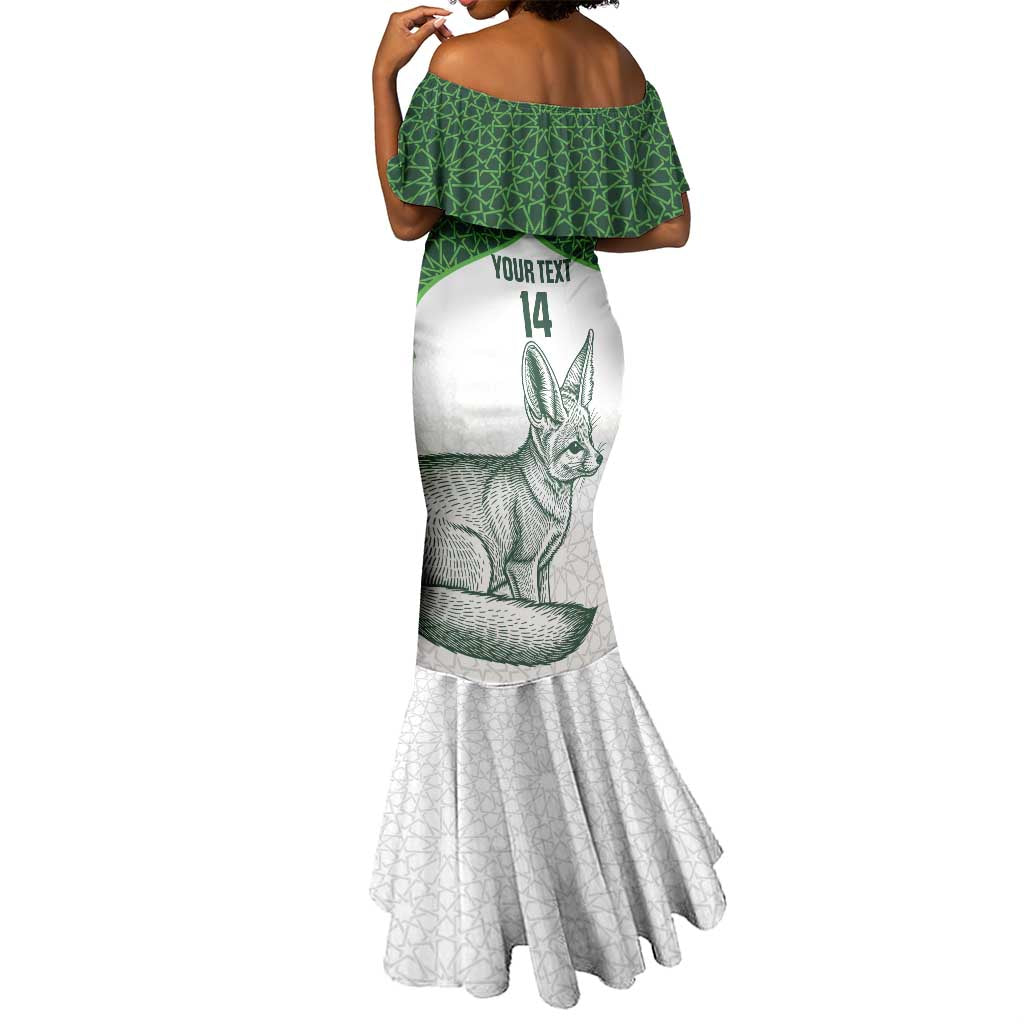 Custom Algeria Football Mermaid Dress 2026 Go Greens Fennec With Islamic Pattern - African Pride