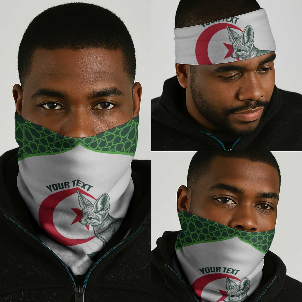 Custom Algeria Football Neck Gaiter 2026 Go Greens Fennec With Islamic Pattern - African Pride