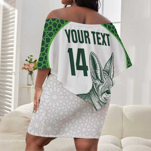 Custom Algeria Football Off Shoulder Short Dress 2026 Go Greens Fennec With Islamic Pattern - African Pride