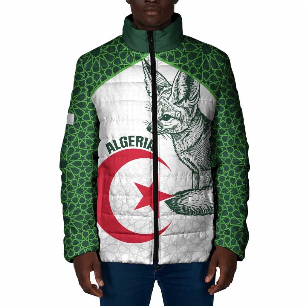 Custom Algeria Football Padded Jacket 2026 Go Greens Fennec With Islamic Pattern - African Pride