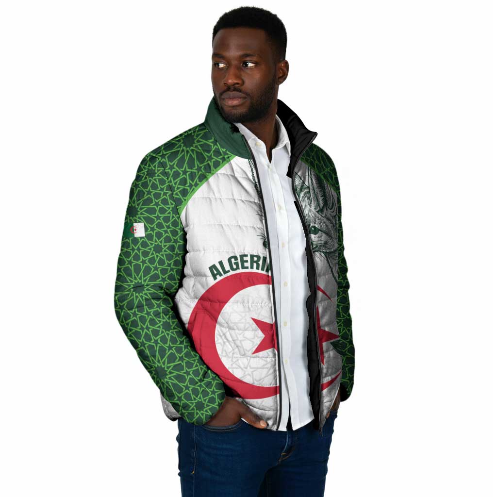 Custom Algeria Football Padded Jacket 2026 Go Greens Fennec With Islamic Pattern - African Pride