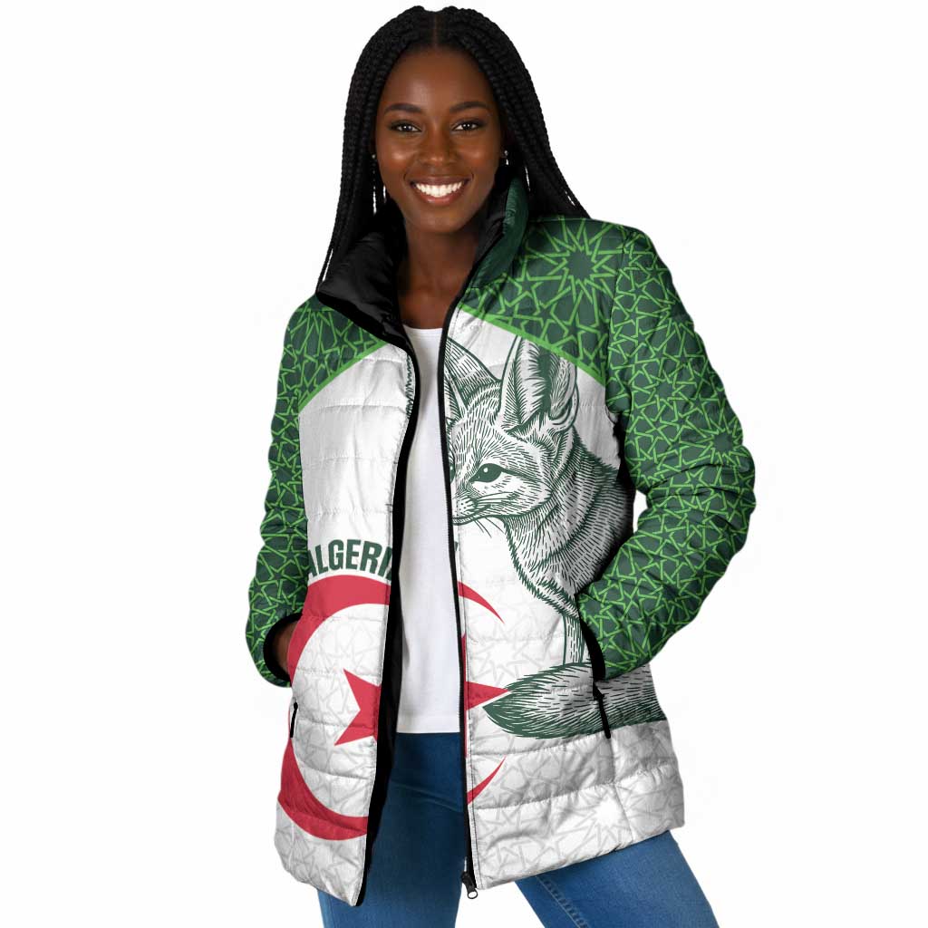 Custom Algeria Football Padded Jacket 2026 Go Greens Fennec With Islamic Pattern - African Pride