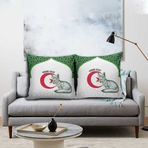 Custom Algeria Football Pillow Cover 2026 Go Greens Fennec With Islamic Pattern - African Pride
