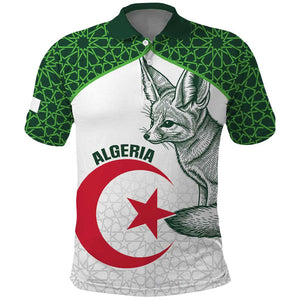 Custom Algeria Football Polo Shirt 2026 Go Greens Fennec With Islamic Pattern LT14