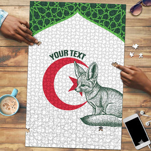 Custom Algeria Football Puzzle 2026 Go Greens Fennec With Islamic Pattern - African Pride