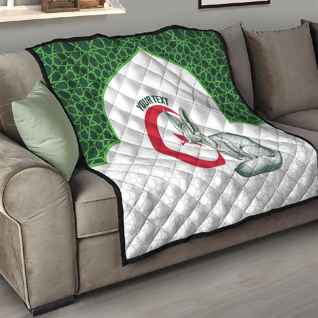 Custom Algeria Football Quilt 2026 Go Greens Fennec With Islamic Pattern - African Pride