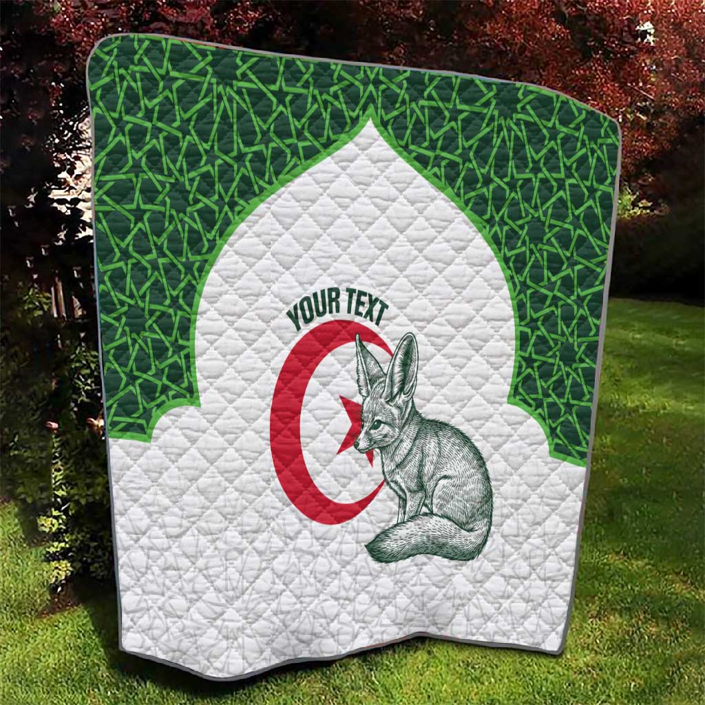 Custom Algeria Football Quilt 2026 Go Greens Fennec With Islamic Pattern - African Pride
