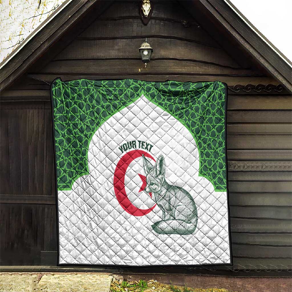 Custom Algeria Football Quilt 2026 Go Greens Fennec With Islamic Pattern - African Pride