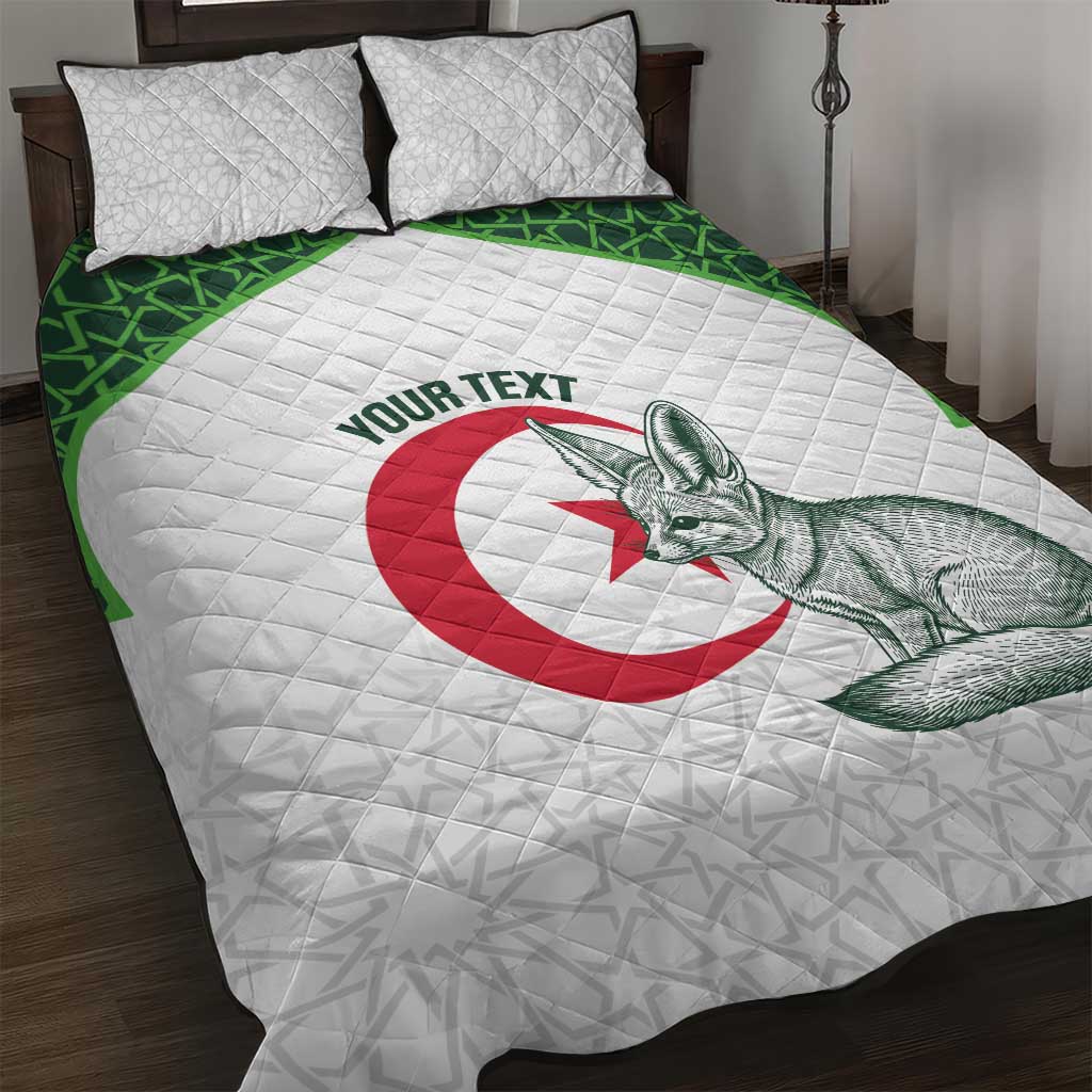 Custom Algeria Football Quilt Bed Set 2026 Go Greens Fennec With Islamic Pattern - African Pride