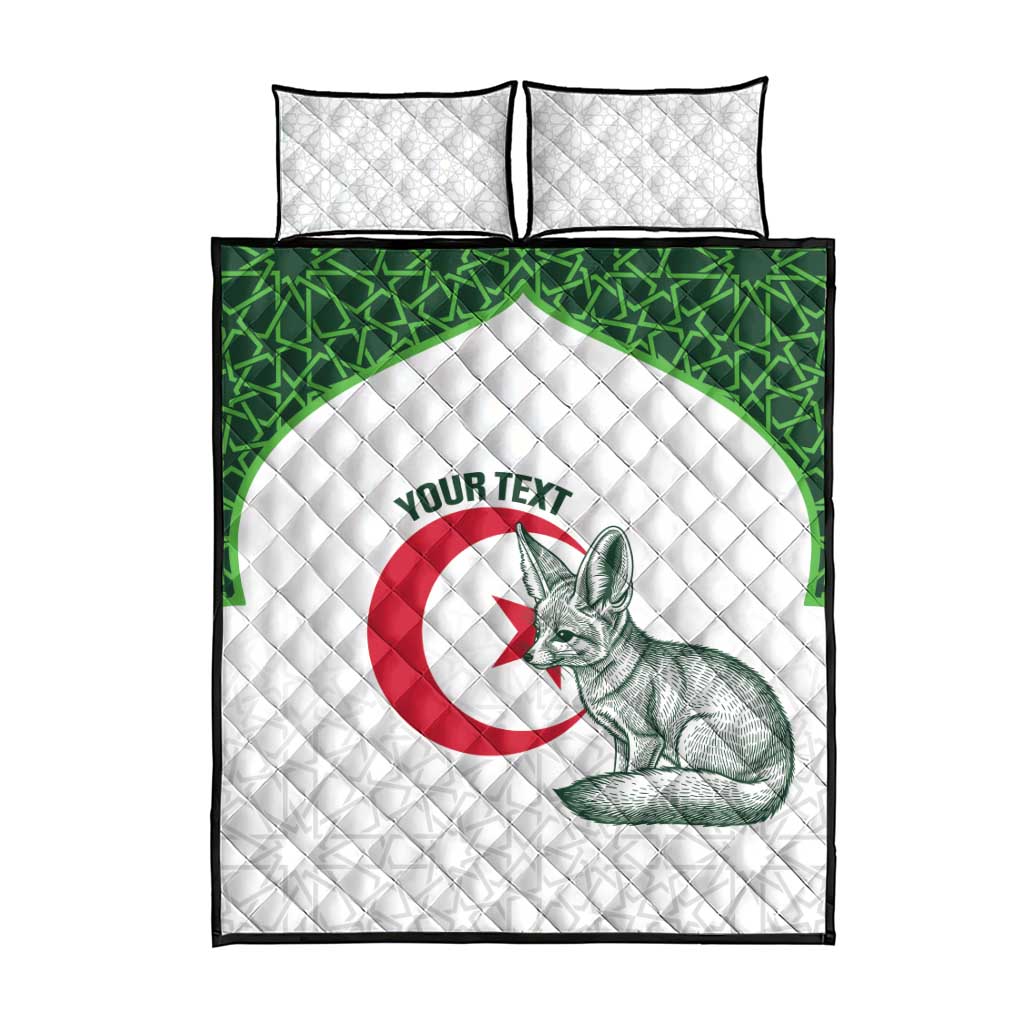 Custom Algeria Football Quilt Bed Set 2026 Go Greens Fennec With Islamic Pattern - African Pride