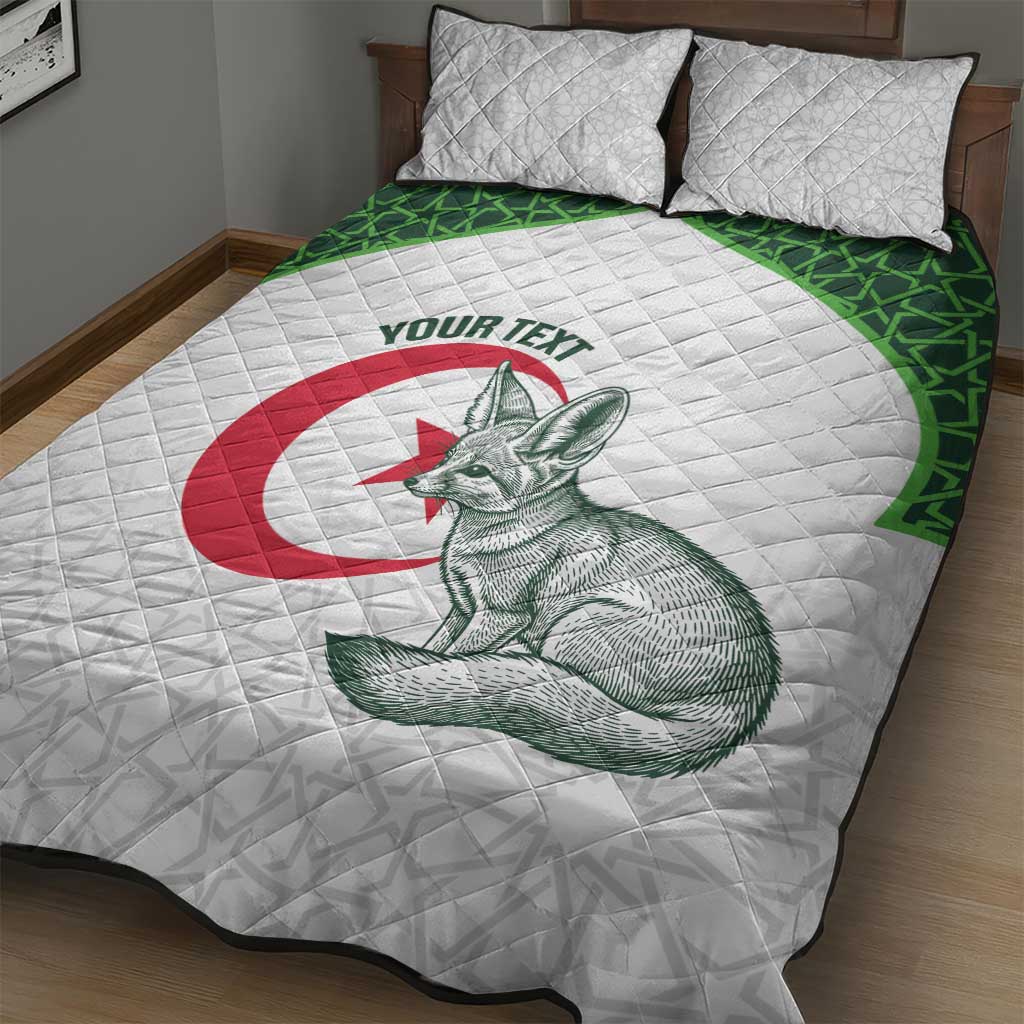 Custom Algeria Football Quilt Bed Set 2026 Go Greens Fennec With Islamic Pattern - African Pride