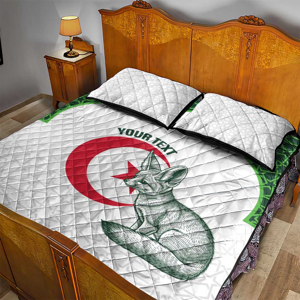 Custom Algeria Football Quilt Bed Set 2026 Go Greens Fennec With Islamic Pattern - African Pride