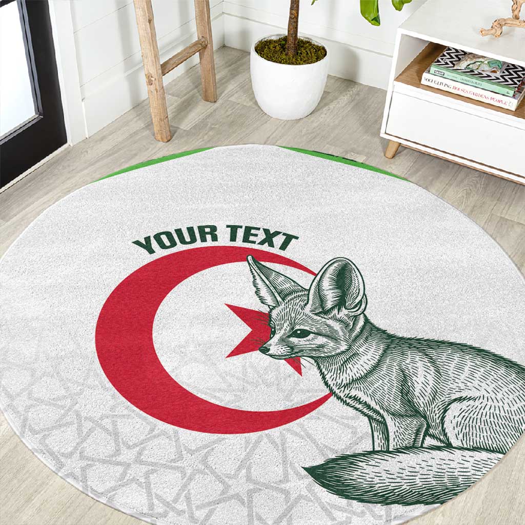 Custom Algeria Football Round Carpet 2026 Go Greens Fennec With Islamic Pattern - African Pride