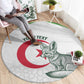 Custom Algeria Football Round Carpet 2026 Go Greens Fennec With Islamic Pattern - African Pride
