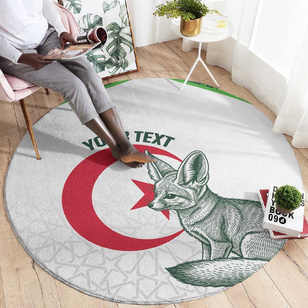 Custom Algeria Football Round Carpet 2026 Go Greens Fennec With Islamic Pattern - African Pride