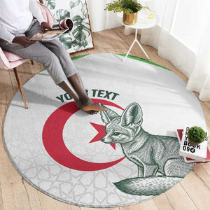 Custom Algeria Football Round Carpet 2026 Go Greens Fennec With Islamic Pattern - African Pride