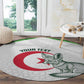 Custom Algeria Football Round Carpet 2026 Go Greens Fennec With Islamic Pattern - African Pride