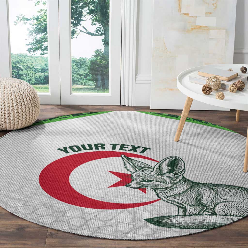 Custom Algeria Football Round Carpet 2026 Go Greens Fennec With Islamic Pattern - African Pride