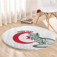 Custom Algeria Football Round Carpet 2026 Go Greens Fennec With Islamic Pattern - African Pride