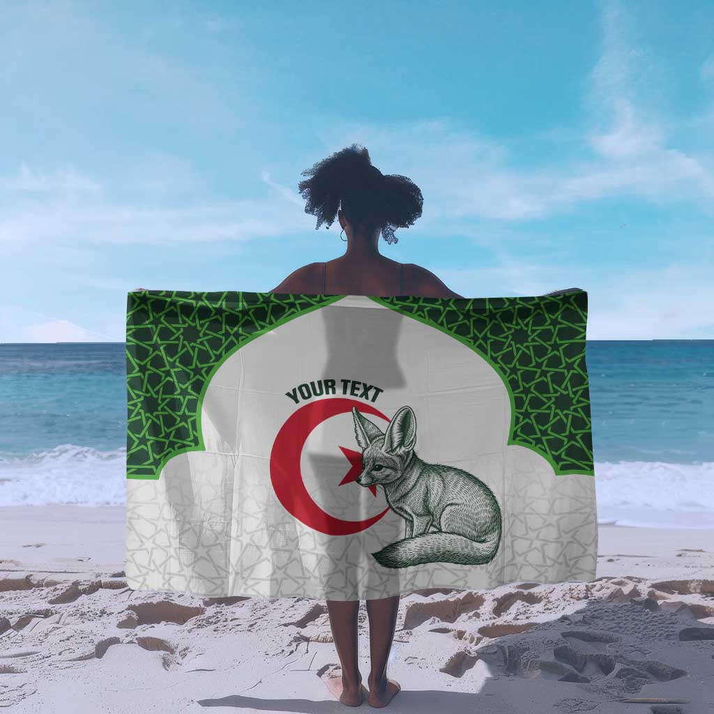 Custom Algeria Football Sarong 2026 Go Greens Fennec With Islamic Pattern - African Pride
