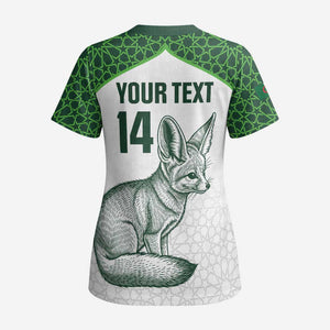 Custom Algeria Football Scrub Top 2026 Go Greens Fennec With Islamic Pattern - African Pride