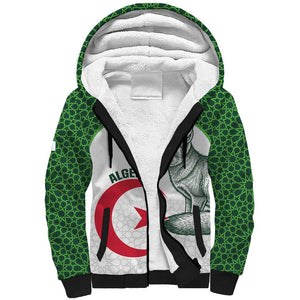 Custom Algeria Football Sherpa Hoodie 2026 Go Greens Fennec With Islamic Pattern - African Pride