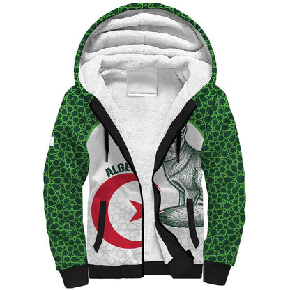 Custom Algeria Football Sherpa Hoodie 2026 Go Greens Fennec With Islamic Pattern - African Pride