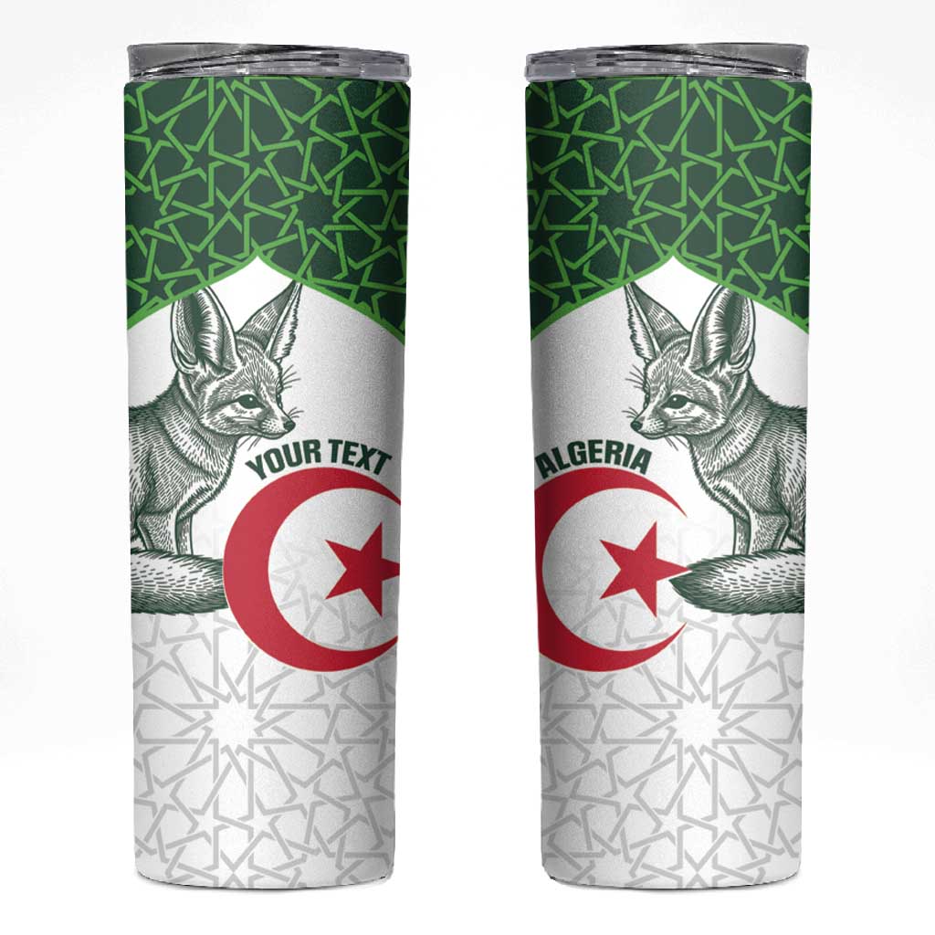 Custom Algeria Football Skinny Tumbler 2026 Go Greens Fennec With Islamic Pattern - African Pride