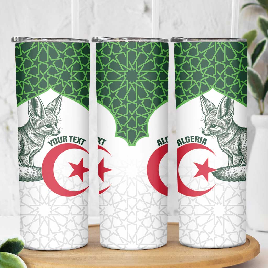 Custom Algeria Football Skinny Tumbler 2026 Go Greens Fennec With Islamic Pattern - African Pride