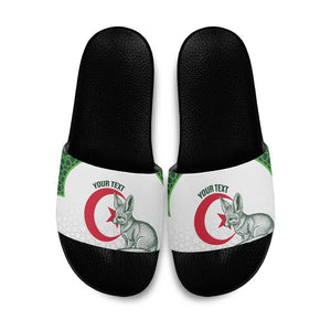 Custom Algeria Football Slide Sandals 2026 Go Greens Fennec With Islamic Pattern - African Pride