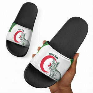 Custom Algeria Football Slide Sandals 2026 Go Greens Fennec With Islamic Pattern - African Pride