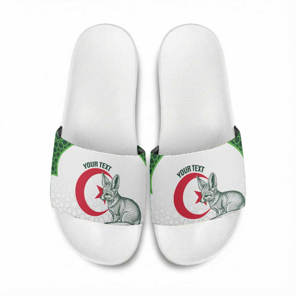 Custom Algeria Football Slide Sandals 2026 Go Greens Fennec With Islamic Pattern - African Pride