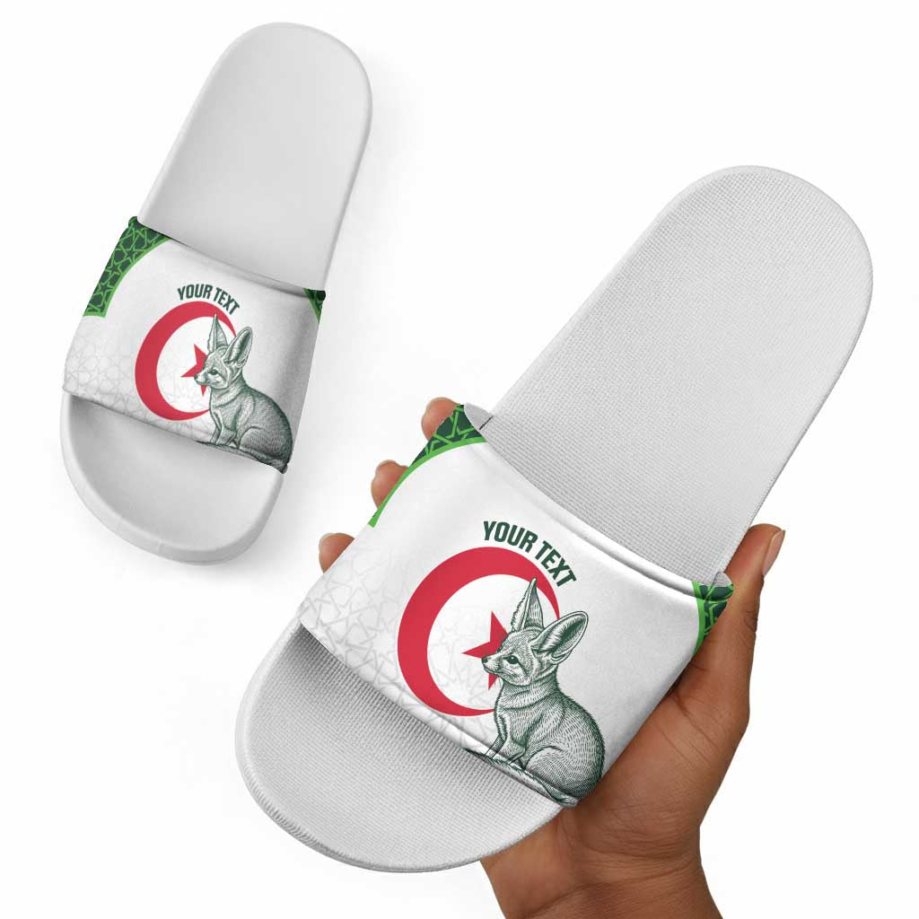 Custom Algeria Football Slide Sandals 2026 Go Greens Fennec With Islamic Pattern - African Pride