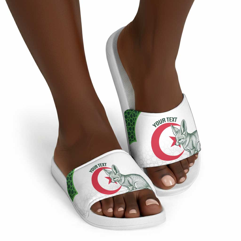 Custom Algeria Football Slide Sandals 2026 Go Greens Fennec With Islamic Pattern - African Pride